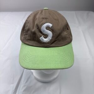 Supreme 2-Tone S Logo 6-Panel Hat Tan Lime Green Corduroy Brim SS24H41 NEW